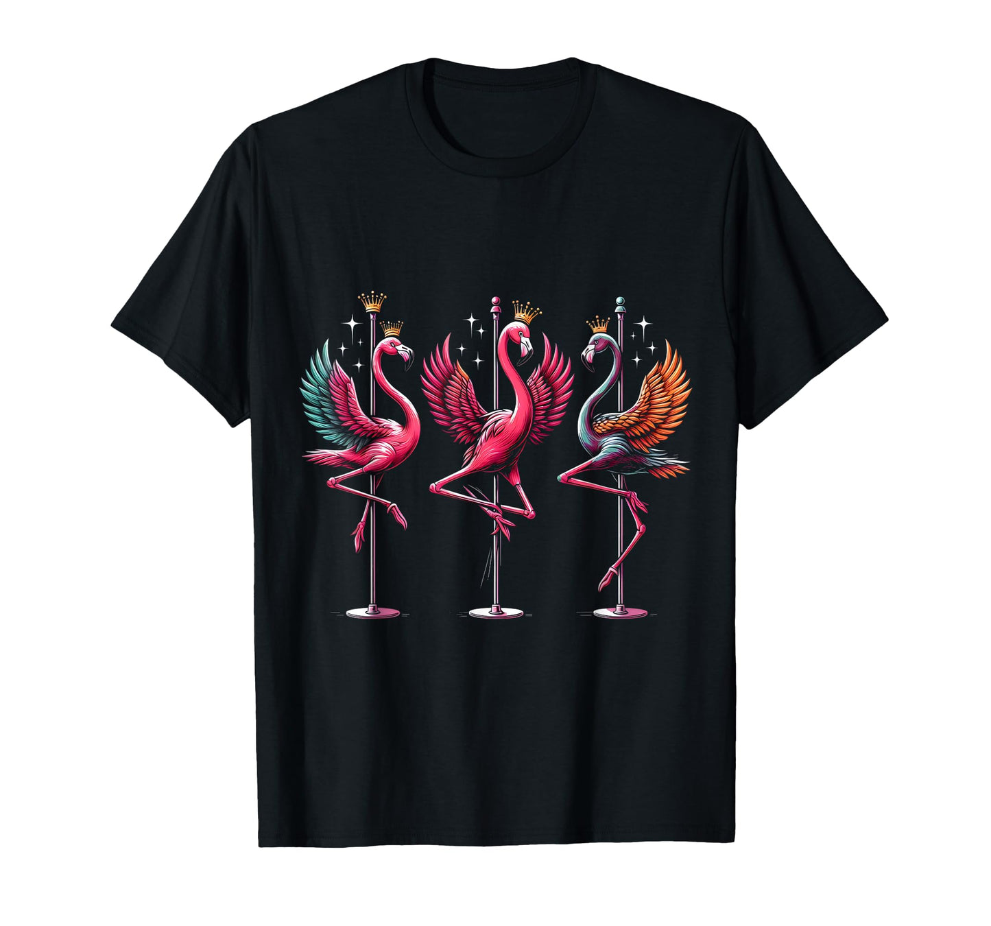 Funny Pole Dancing Flamingo, Dancing Womens Fitness T-Shirt