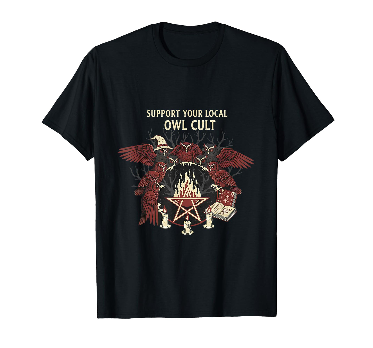Owl Cult Funny Occult Witches Halloween Spooky Graphic T-Shirt