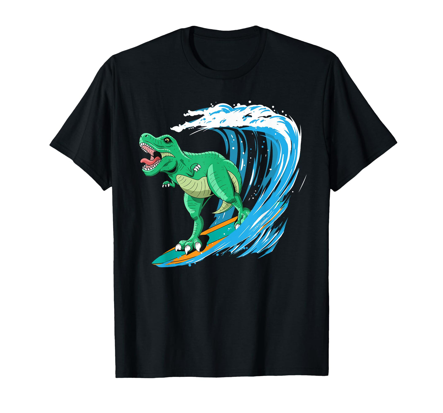 Funny T-Rex Surfing Dinosaur Summer Dino Beach Surfer Men Women Girls Kids T-Shirt