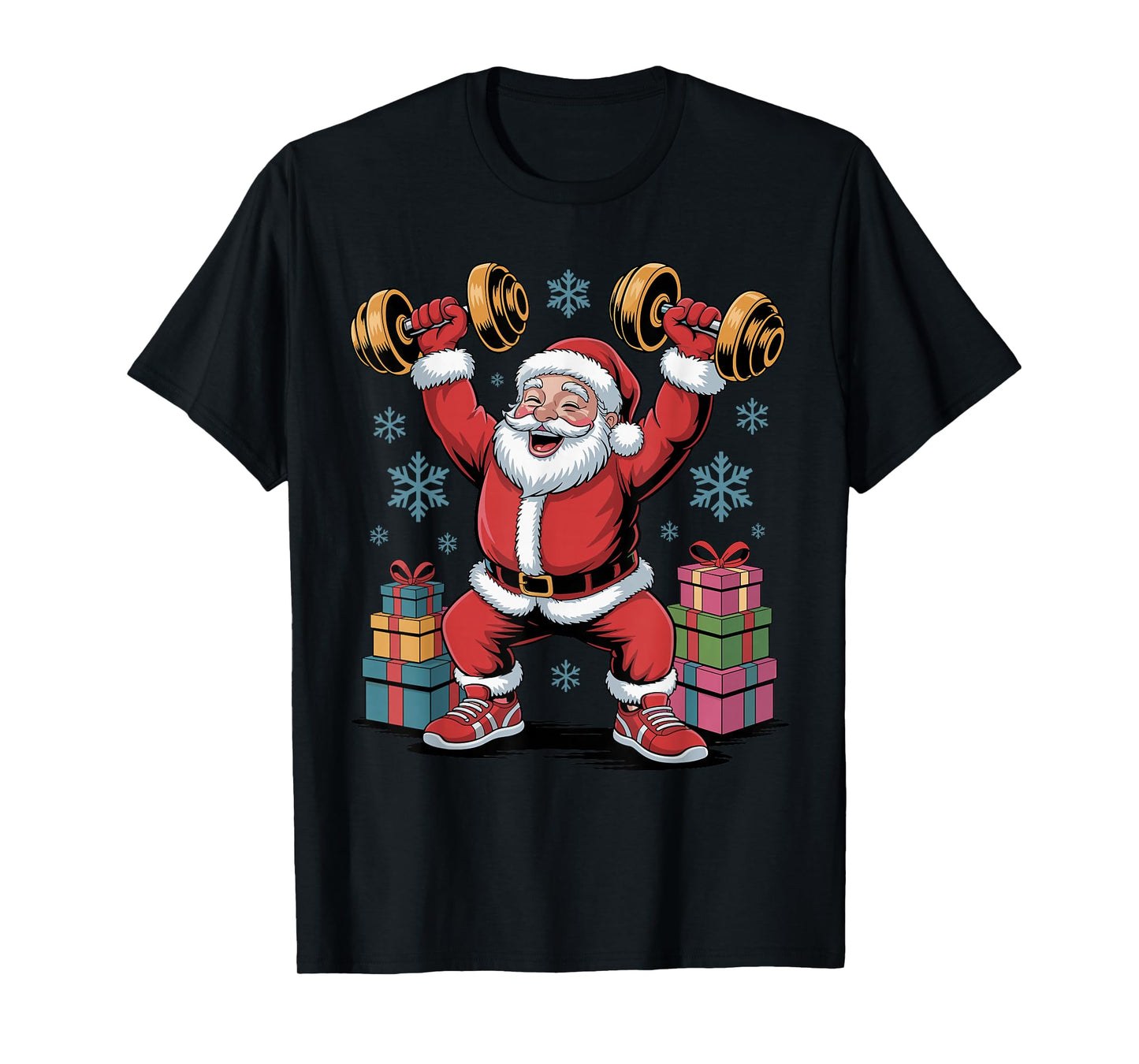 Santa Weightlifting Fitness Gym Training Christmas Pajama T-Shirt