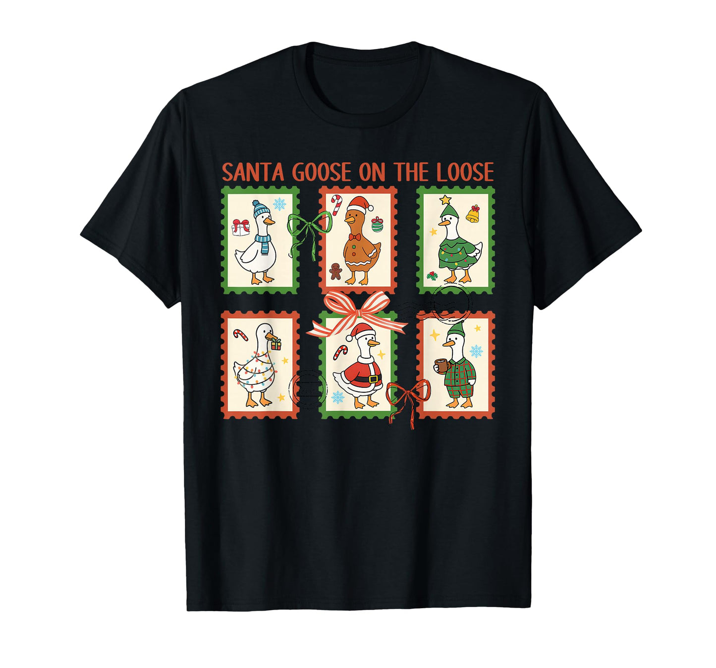 Santa Goose On The Loose Merry Goosemas Christmas Cute Xmas T-Shirt