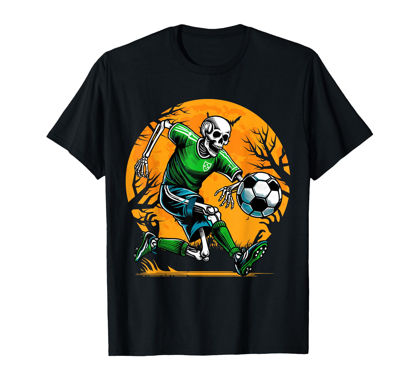 Soccer Skeleton Halloween Football Spooky Boys Soccer Player T-Shirt