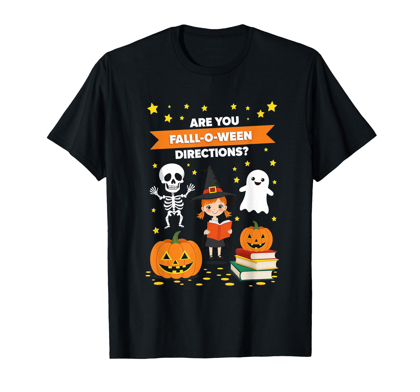 Retro are You Fall O Ween Directions Teacher Halloween Ghost T-Shirt