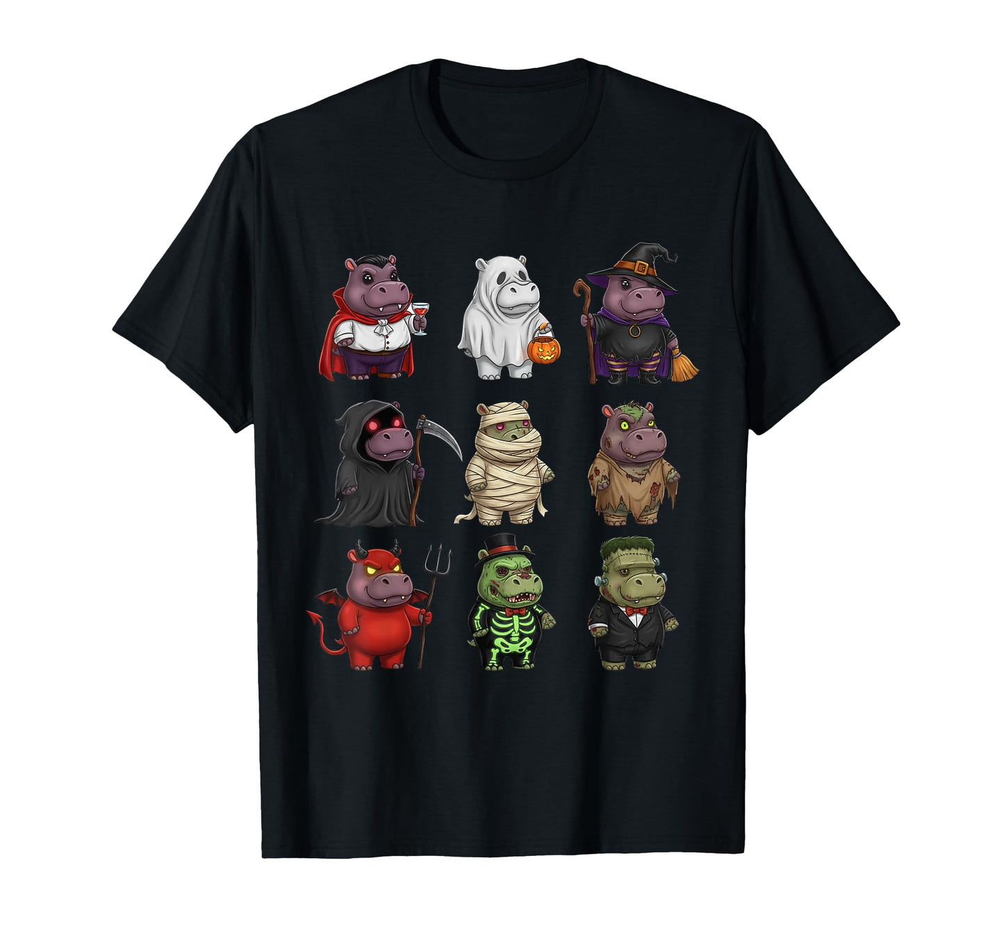 Cute Hippo Halloween Costume Characters Funny Spooky T-Shirt