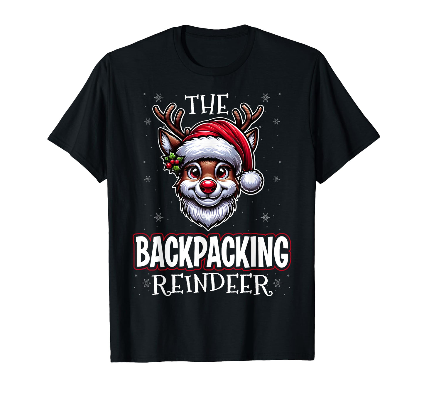 The Backpacking Reindeer - Backpacker Christmas Santa Hat T-Shirt