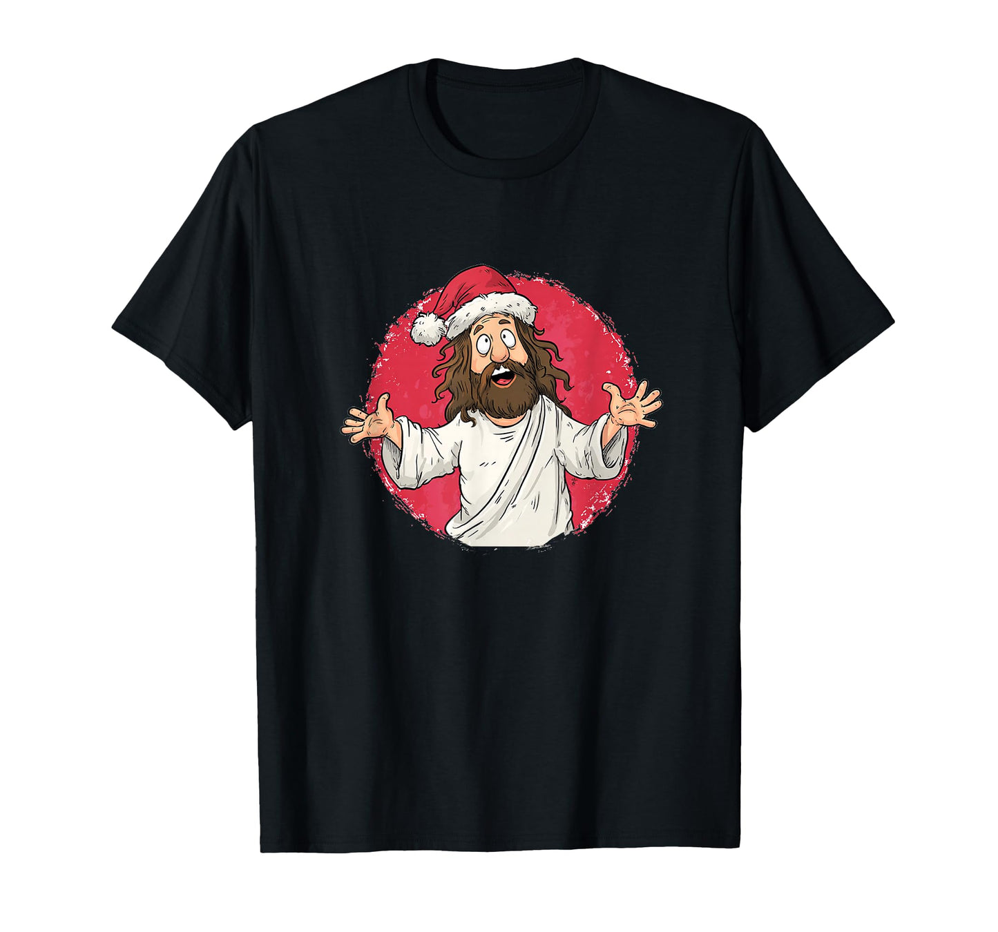 Funny Jesus Cartoon with Santa Hat for Cool Xmas Night T-Shirt
