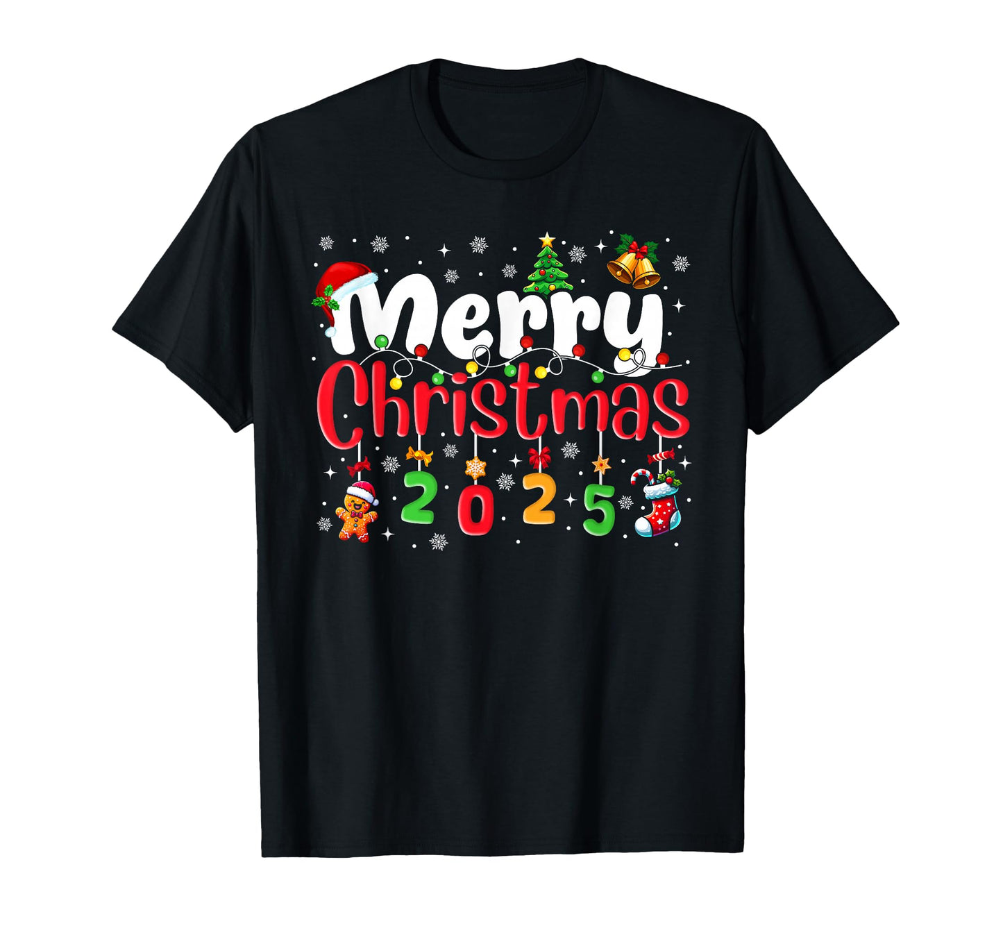 Merry Christmas 2025 Santa Hat Xmas Family Men Women Kids T-Shirt