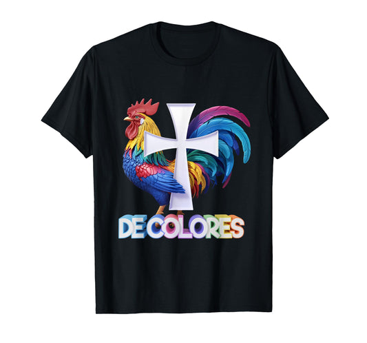 DeColores Cursillo Rainbow Rooster Catholic T-Shirt