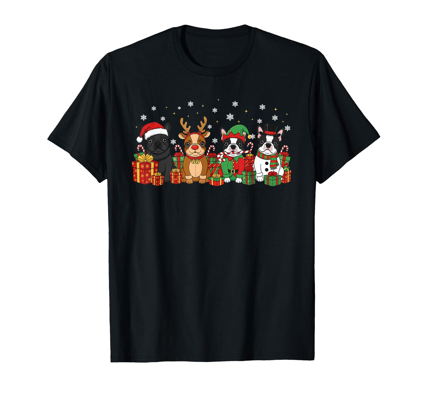 Christmas Dog French Bulldog Xmas Dog Lover Men Women Kids T-Shirt