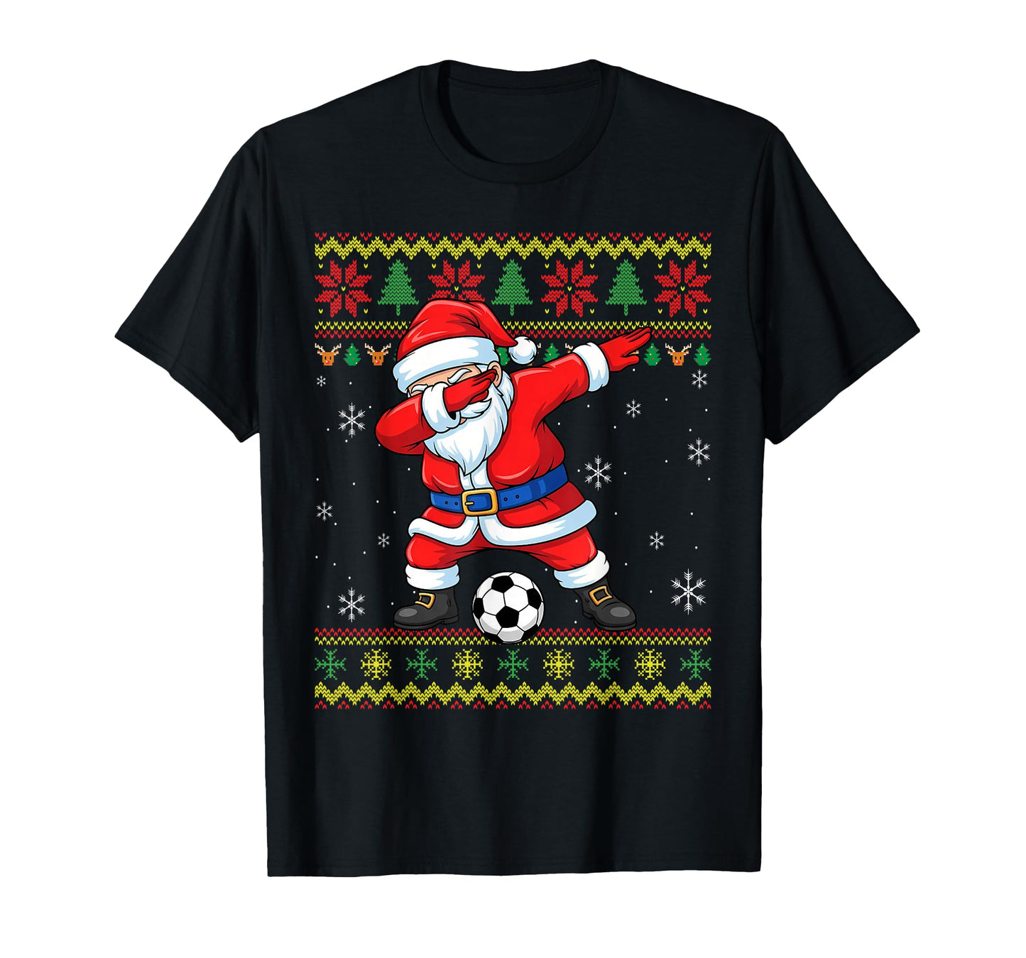 Santa Claus Soccer Dabbing Ugly Christmas Boys Kids Youth T-Shirt
