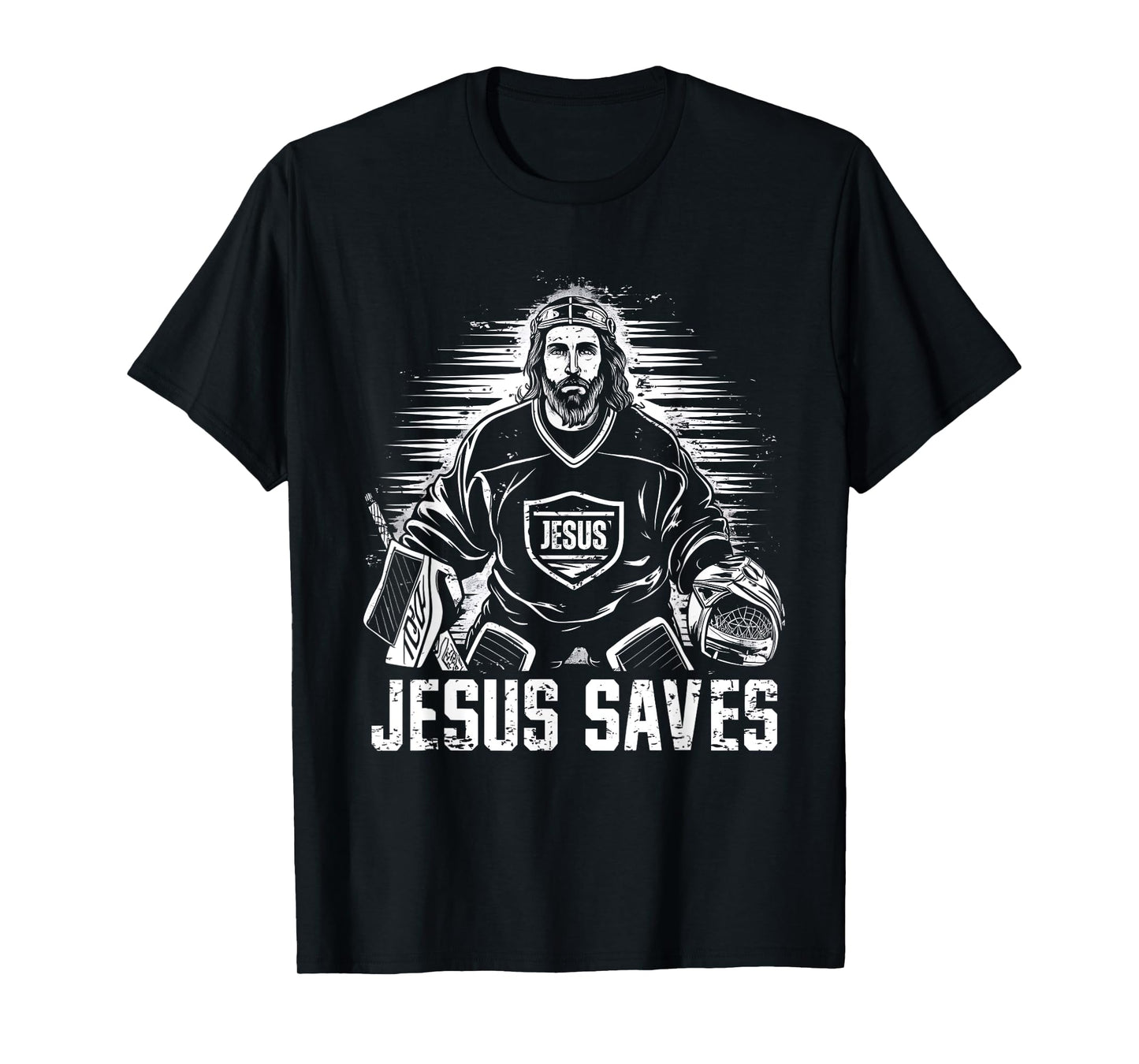 Jesus Saves Ice Hockey Goalie Funny Christian Religion Sport T-Shirt