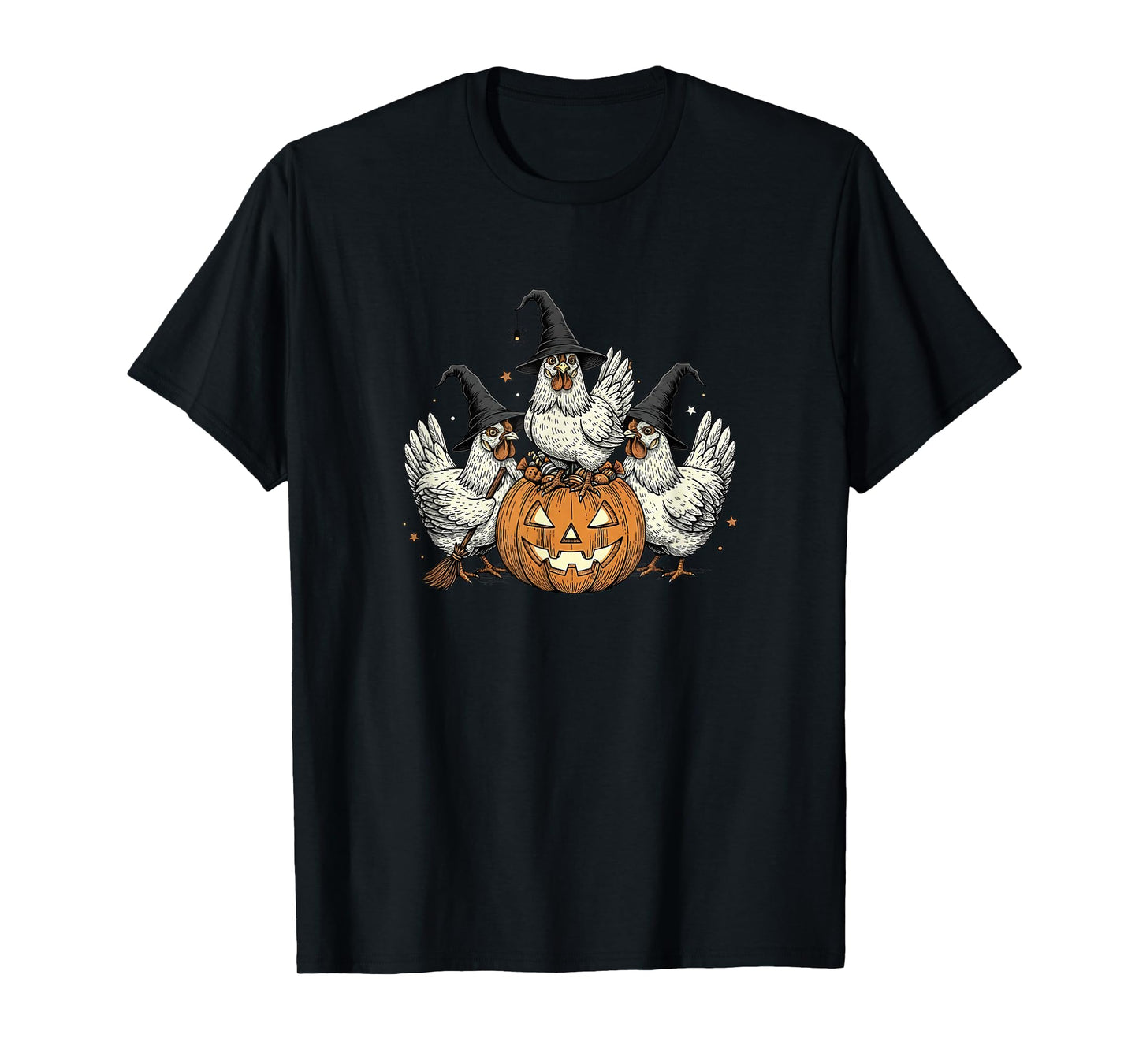 Funny Halloween Chicken Witch Farmhouse Fall Spooky Season T-Shirt
