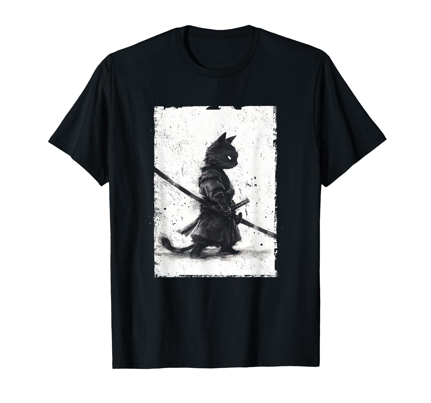 Vintage Samurai Cat Graphic Art Japanese Ukiyo-e T-Shirt