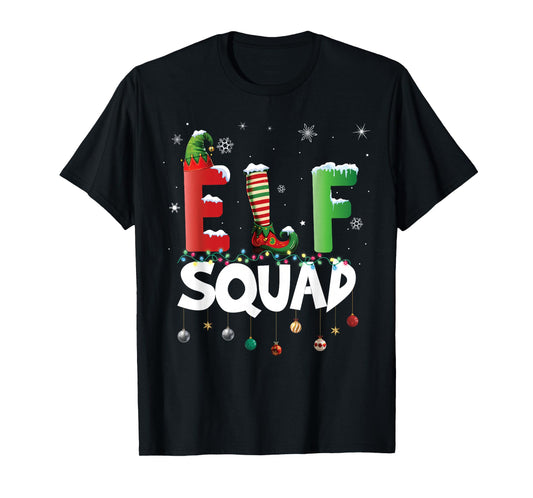 Elf Squad Funny Family Christmas Matching Pajamas Xmas T-Shirt