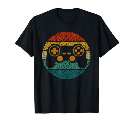 Retro Polka Dots Gaming Controller Video Gamers Dot Day Boys T-Shirt