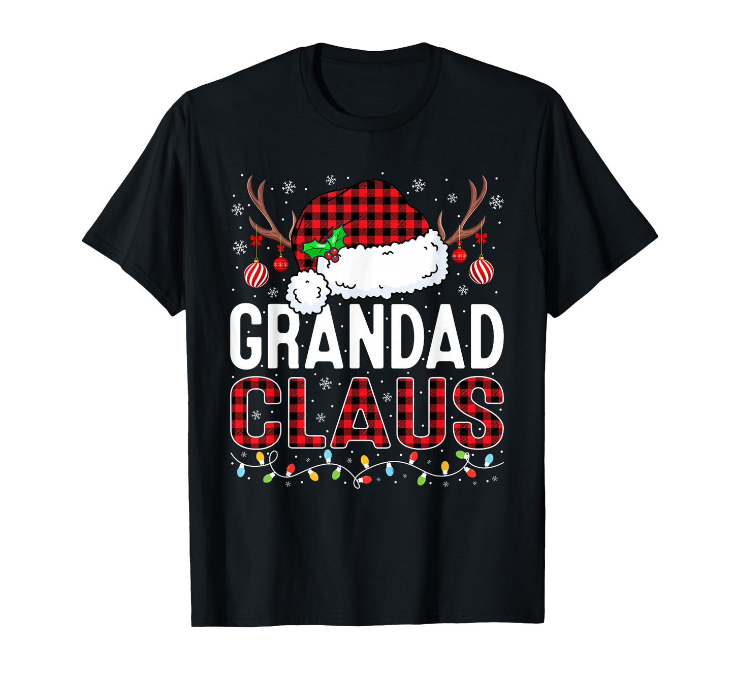 Christmas Lights Grandad Claus Family Matching Xmas Pajama T-Shirt