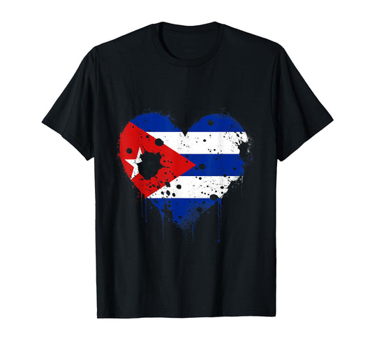 Cuba Vintage Cuban Flag Heart Cuban Roots Cuban Pride T-Shirt