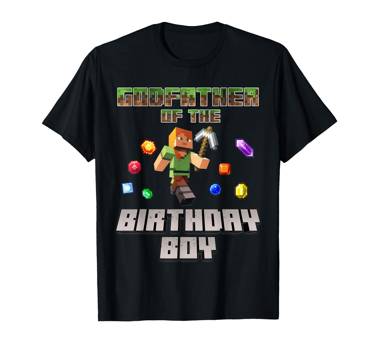 Godfather Of The Birthday Boy Video Gamer Pixel Number T-Shirt