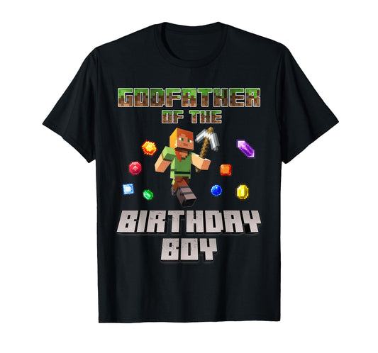 Godfather Of The Birthday Boy Video Gamer Pixel Number T-Shirt