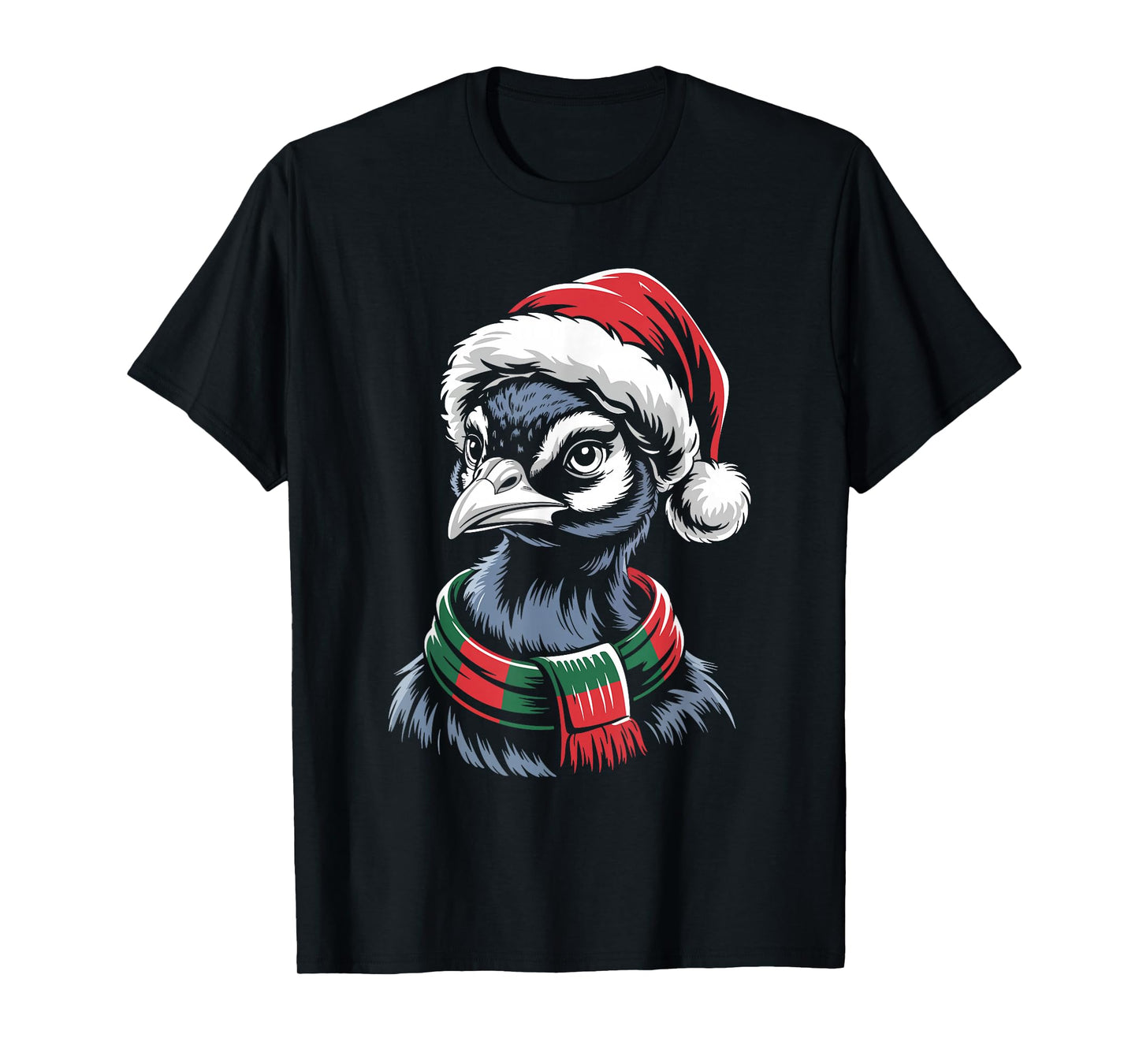 Peacock Xmas Santa Hat Scarf Christmas Costume T-Shirt