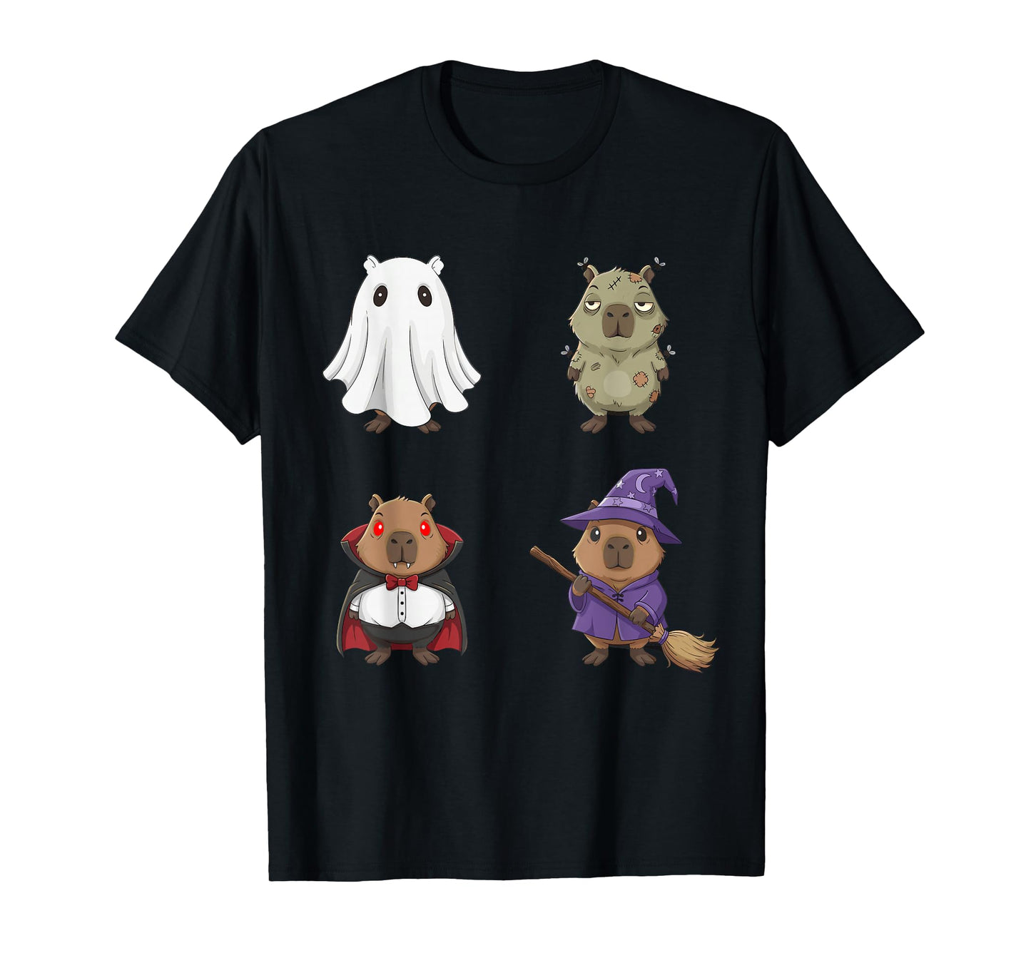 Capybara Ghost Witch Zombie Halloween Costume Girls Boys T-Shirt