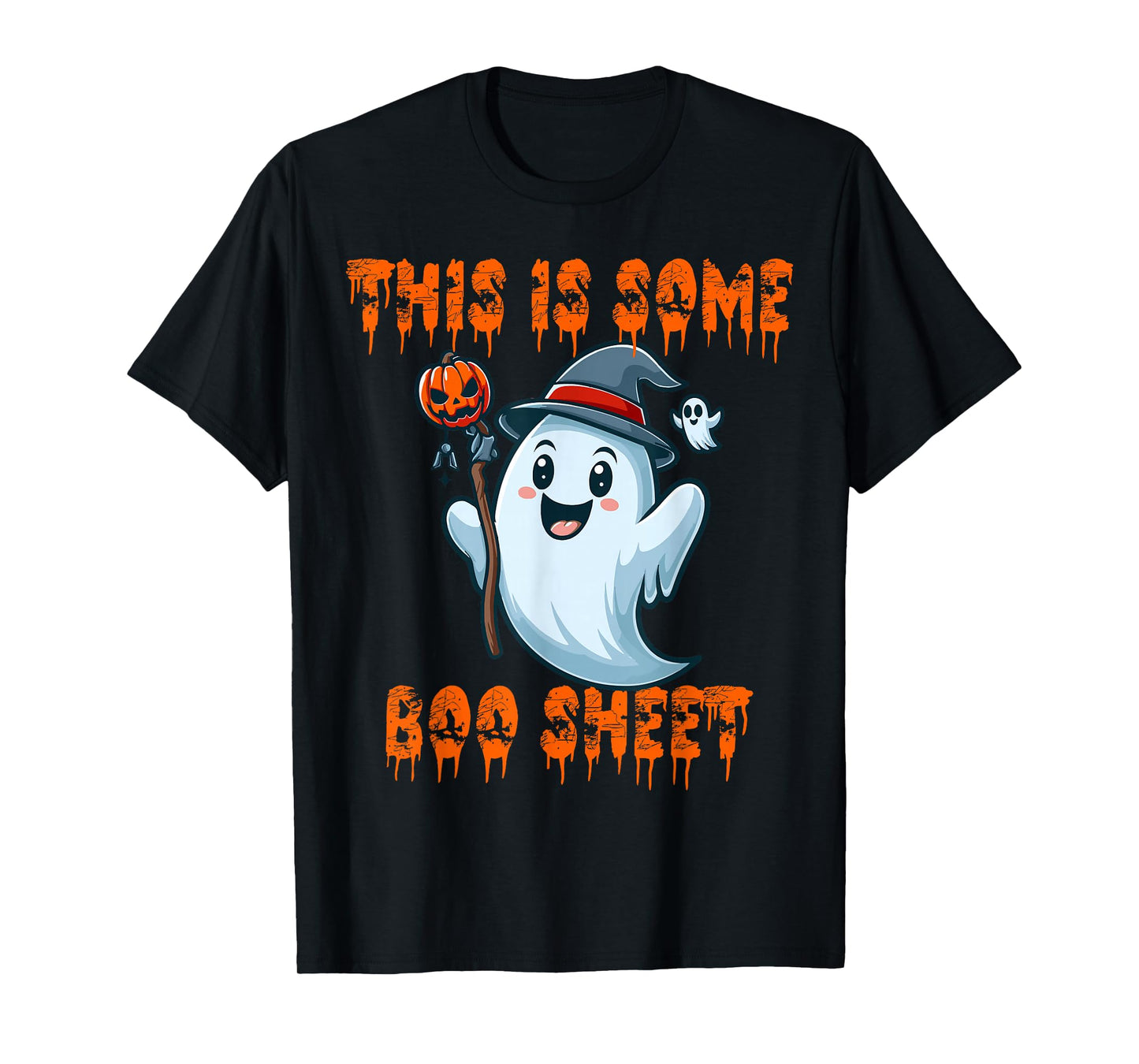 Funny Halloween Ghost Crew Orange Pumpkin Party for Kids T-Shirt