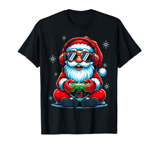 Merry Christmas Gamer Boys Mens Video Game Santa Claus T-Shirt