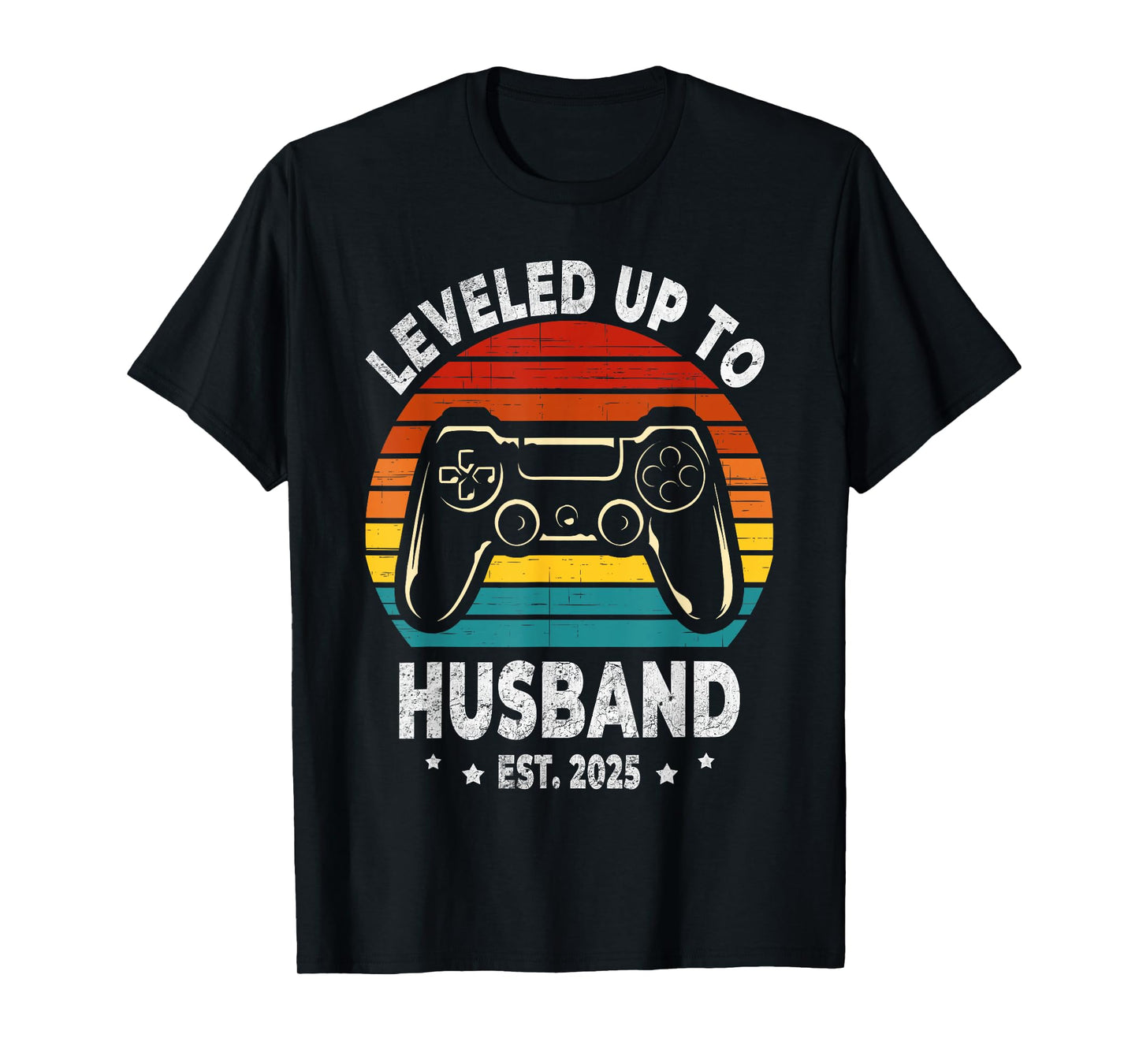 Leveled Up To Husband est 2025 Newly Married Bachelor Party T-Shirt