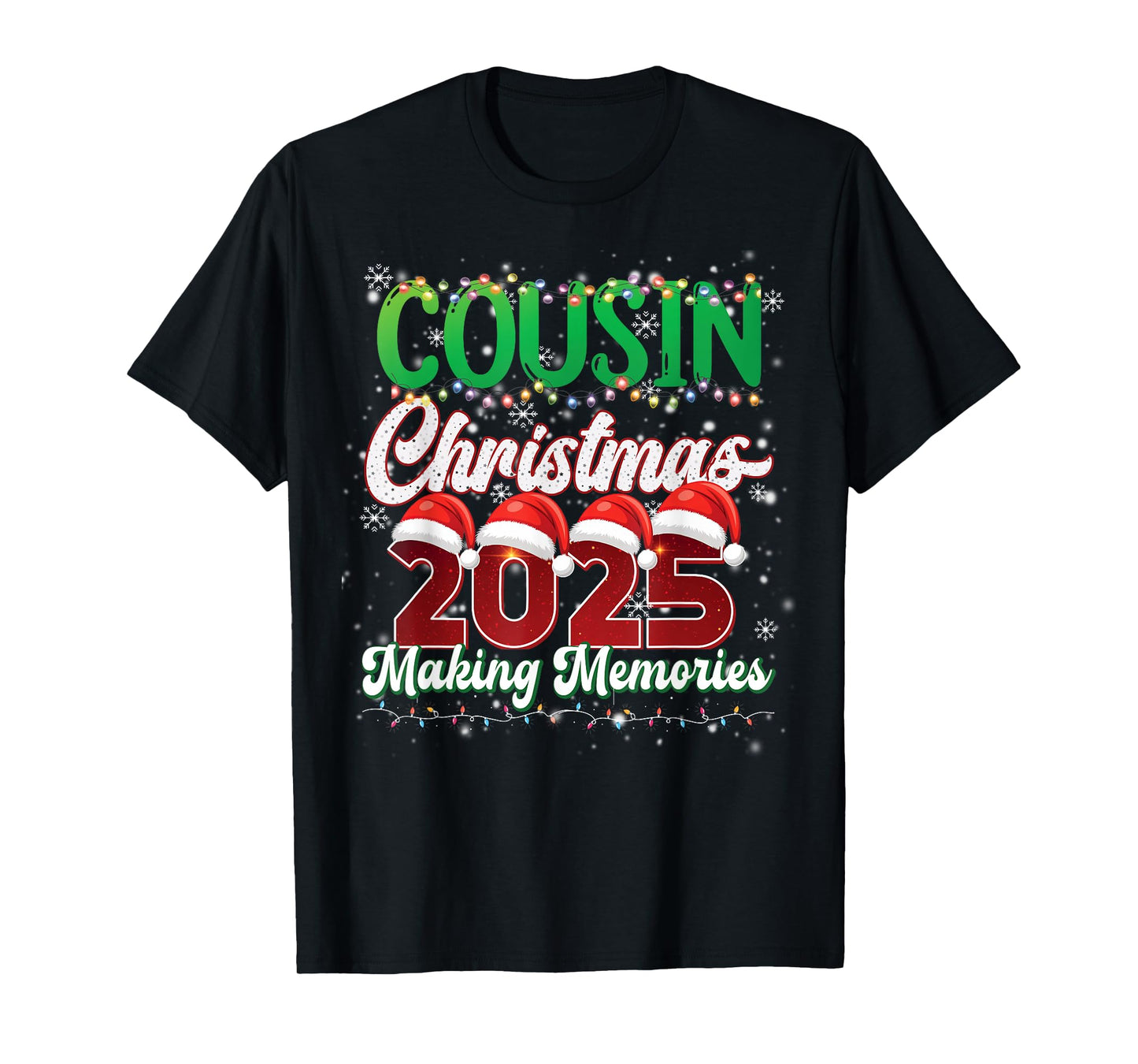 Cousin Christmas 2025 Matching Squad Santa Hat Funny Xmas T-Shirt