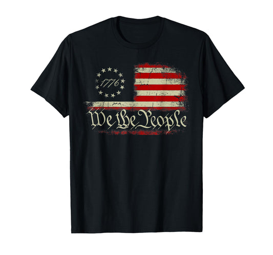 Vintage Old American Flag Patriotic 1776 We The People USA T-Shirt