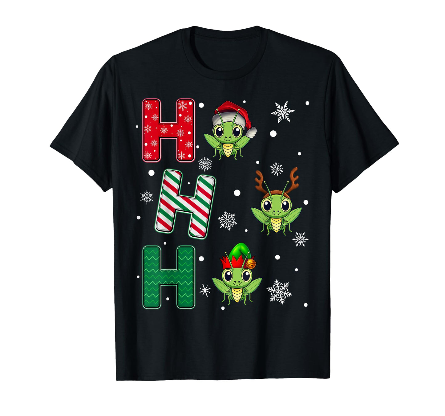 Ho Ho Ho Grasshopper Animal Matching Santa Elf Xmas T-Shirt
