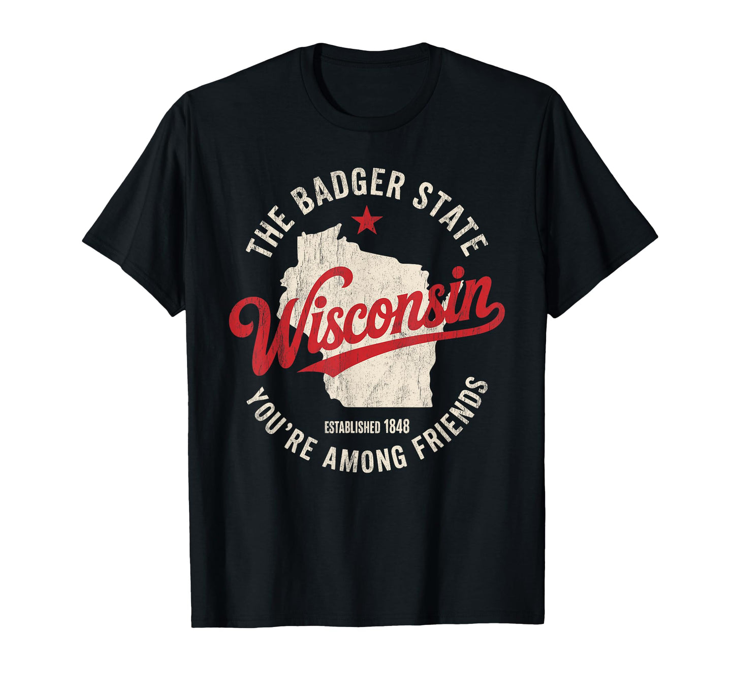 Wisconsin Badger State Retro Star Men Women Kids Boys Girls T-Shirt