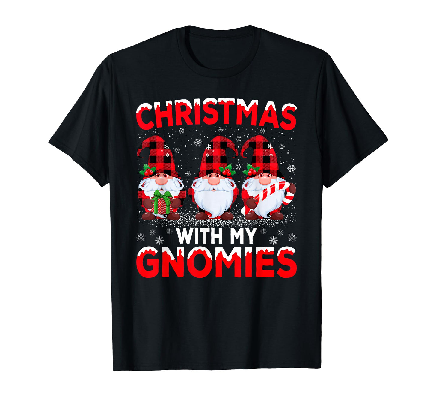 Matching Family Buffalo Plaid Gnome Christmas Pajamas T-Shirt