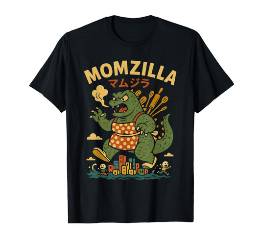 Momzilla Funny Kaiju Parody Retro Japanese Coffee Mom T-Shirt