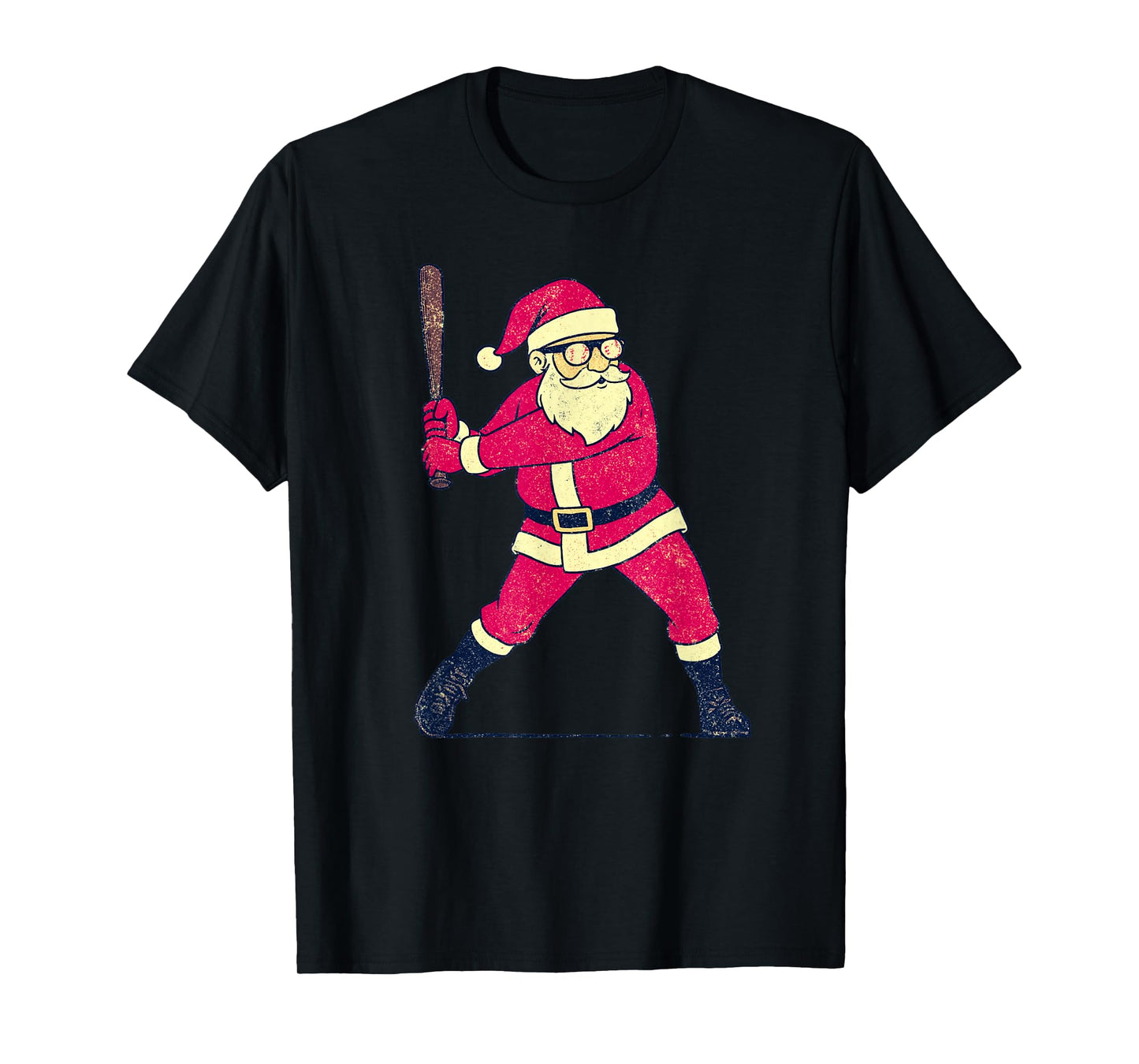 Santa Claus Playing Baseball Xmas Holiday Funny Christmas T-Shirt