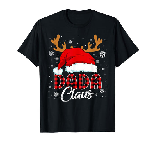 Dada Claus Santa Hat Christmas Red Plaid Matching Family T-Shirt