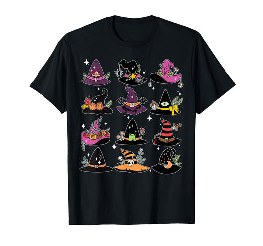 Vintage Cute Witch Hat Kawaii Witchy Halloween Girls Teen T-Shirt