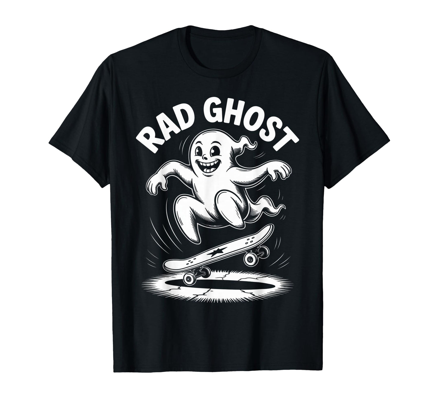 Funny Ghost On Skateboard Retro Halloween Costume Kids Boys T-Shirt