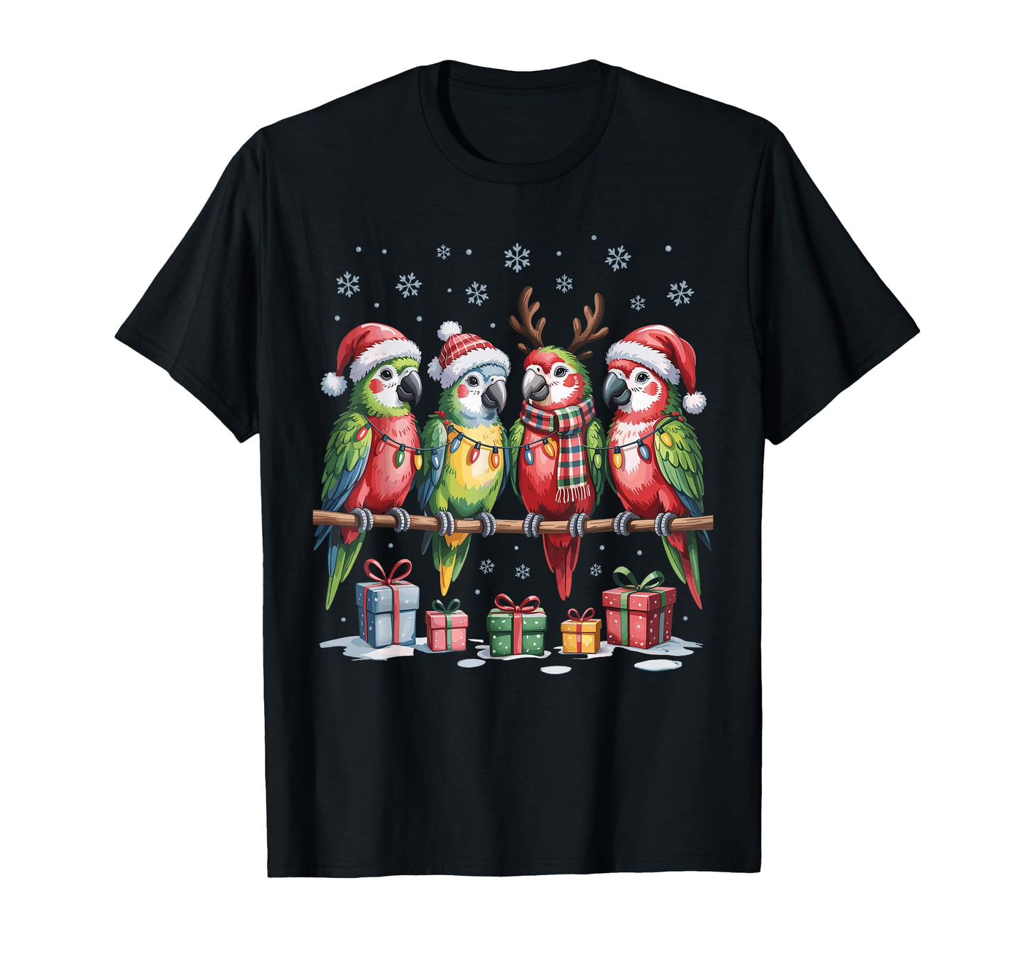 Parrot Christmas Cute Bird Lovers Funny Holiday Pajamas T-Shirt