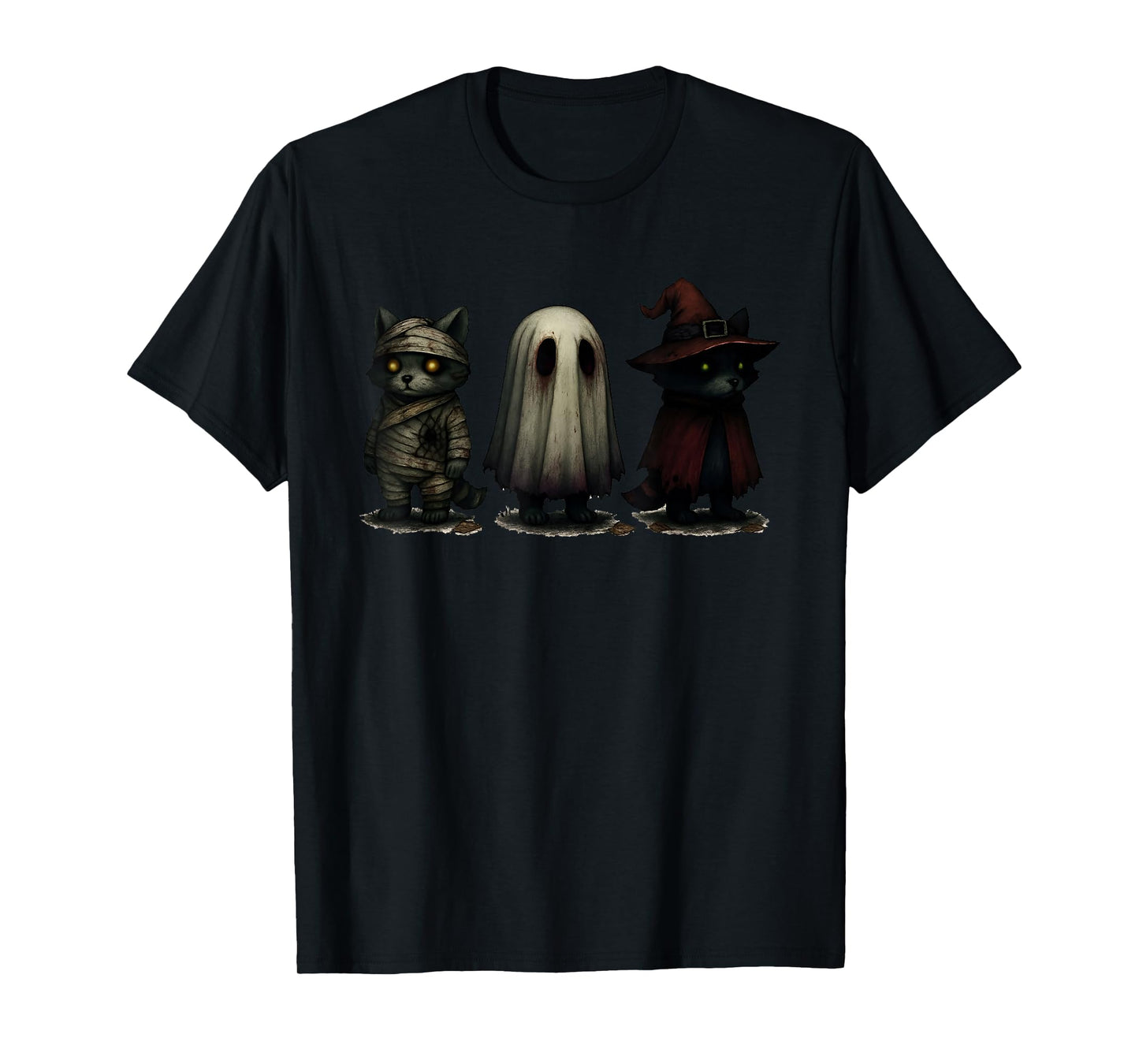 Spooky and Feral Funny Witch Ghost Raccoon Halloween Costume T-Shirt