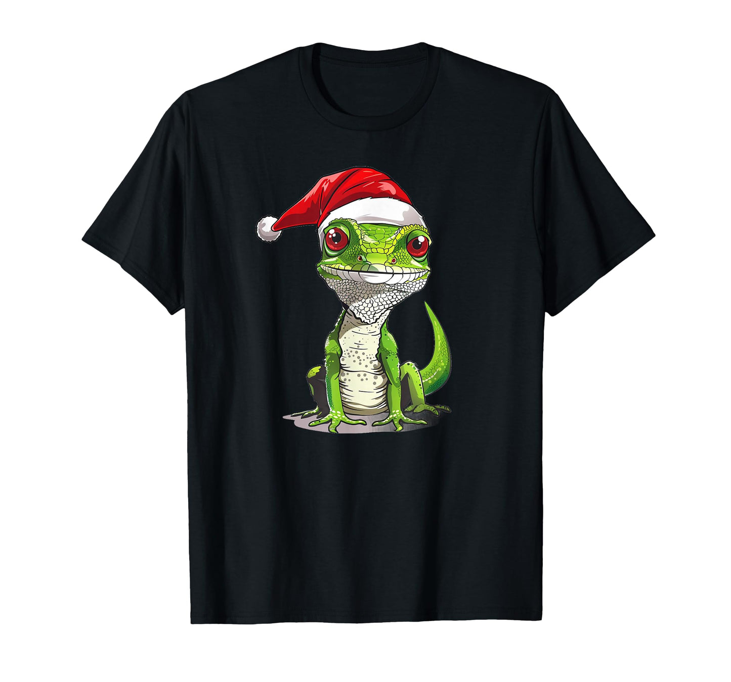 Pretty Lizard with Santa Claus Hat Outfit for Festive Season T-Shirt