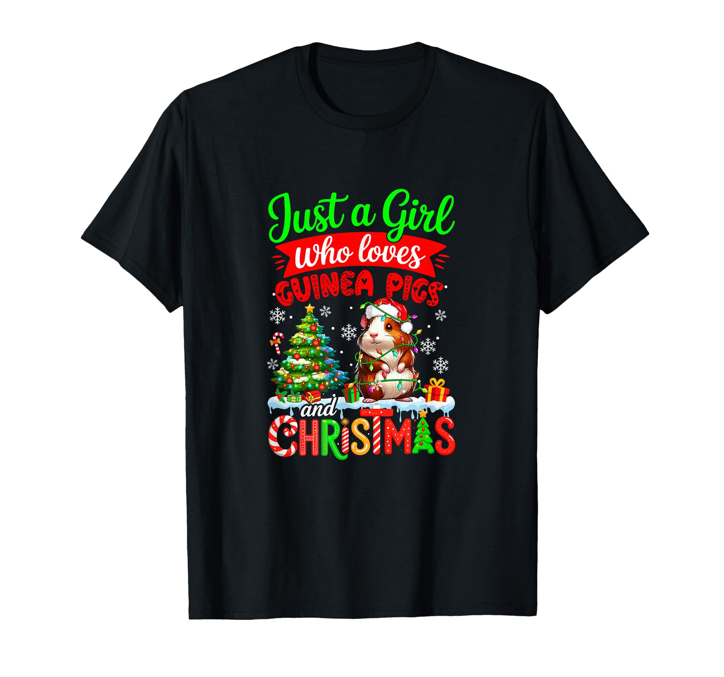 A Girl Loves Guinea Pigs and Christmas Santa Rodent Lover T-Shirt