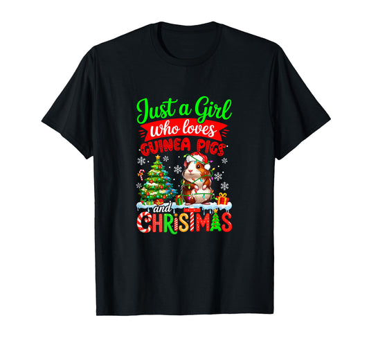 A Girl Loves Guinea Pigs and Christmas Santa Rodent Lover T-Shirt