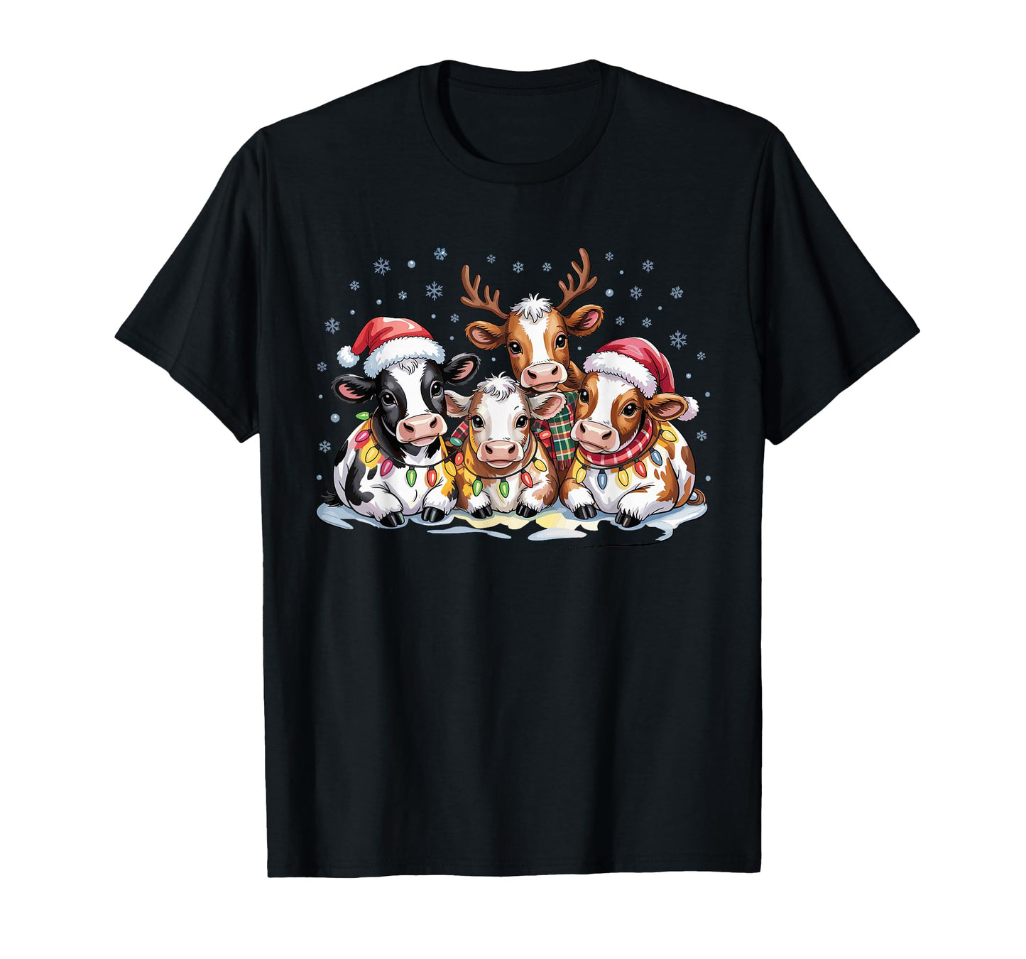 Cute Cow Christmas Funny Farm Animal Lovers Holiday Pajamas T-Shirt