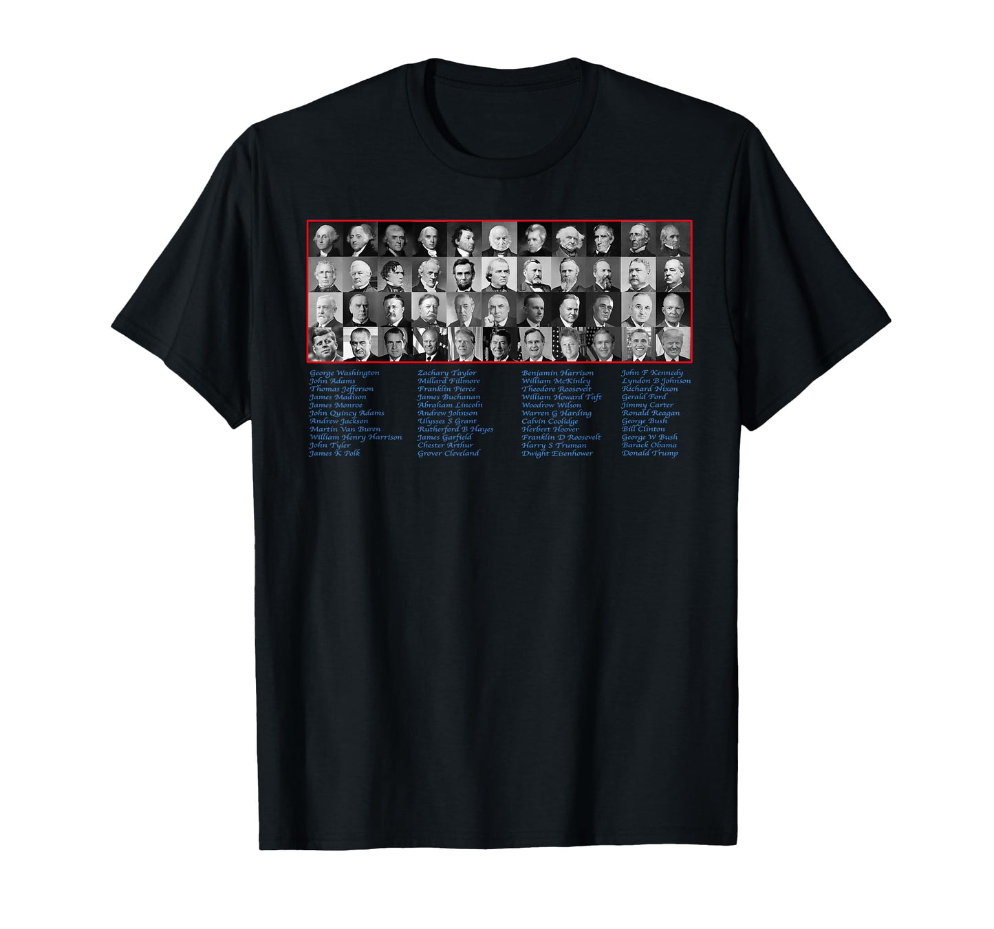 United States Of America Presidents from Washington to Trump T-Shirt