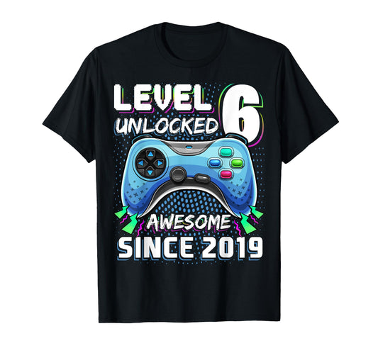 6th Birthday Boy Level 6 Gamer 6 Year Video Game Party T-Shirt
