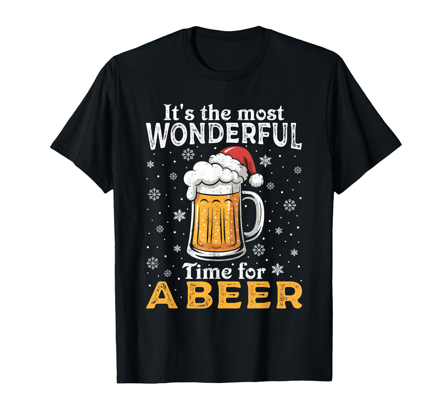 Funny Christmas Pajama Outfit Men Women Beer Mug Santa Hat T-Shirt
