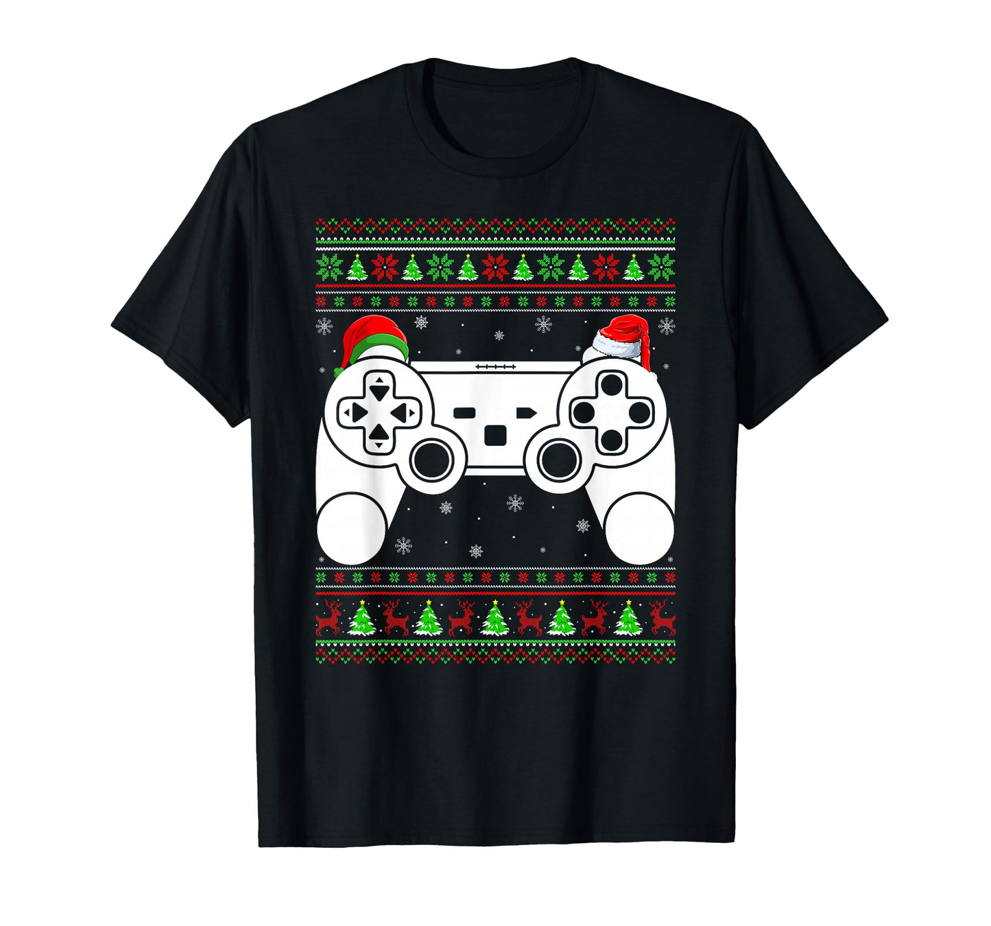 Ugly Christmas Sweater Video Game Controller Xmas Gamer Boys T-Shirt