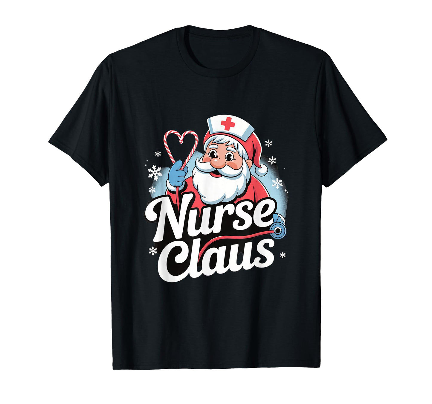 Nurse Claus Christmas Design with Santa Hat and Candy T-Shirt