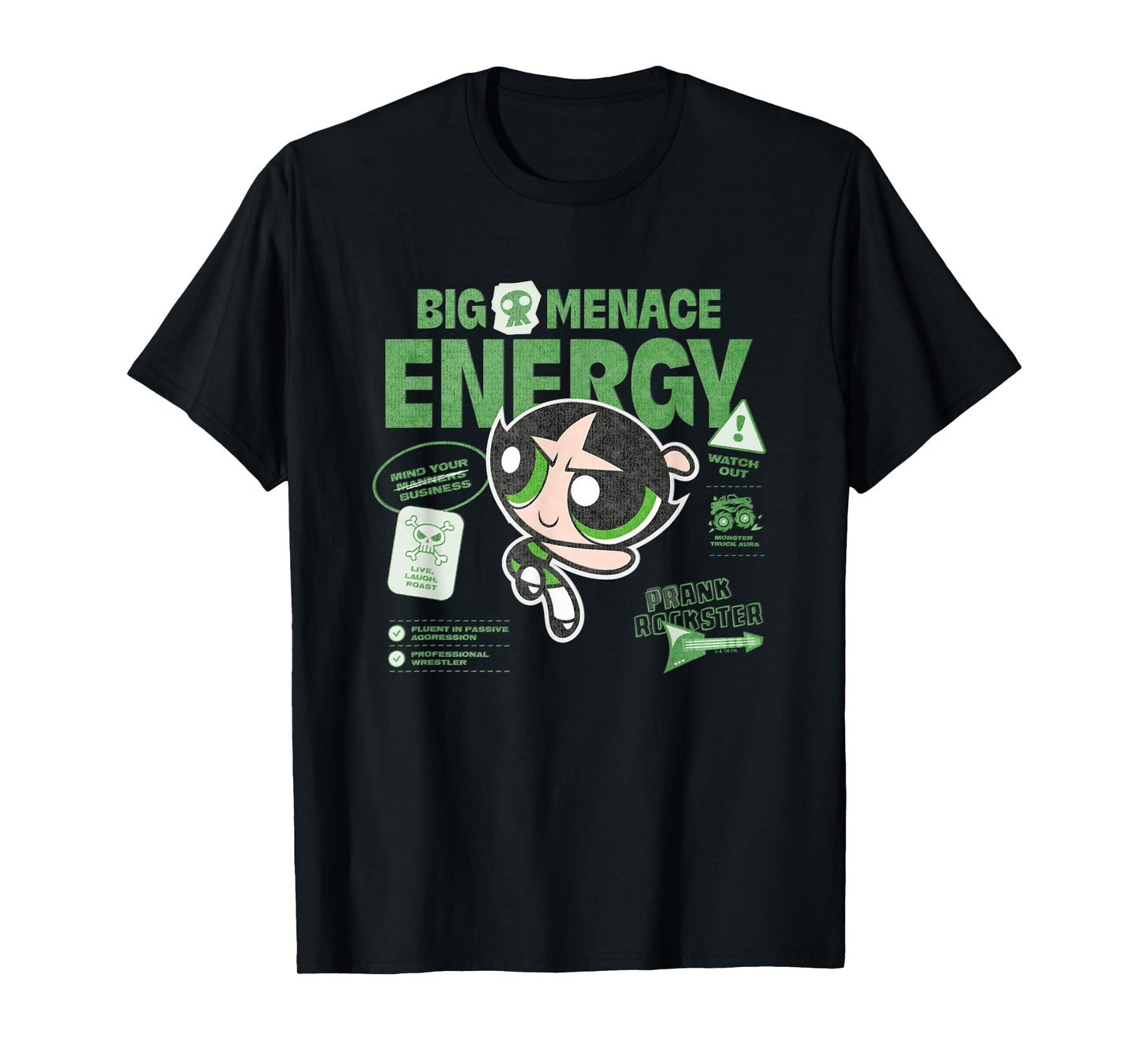 The Powerpuff Girls Buttercup Big Menace Energy Watch Out! T-Shirt